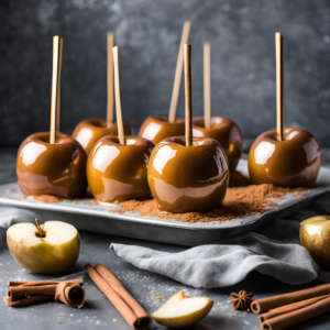 Halloween Treats - calamel apples with cinnamon